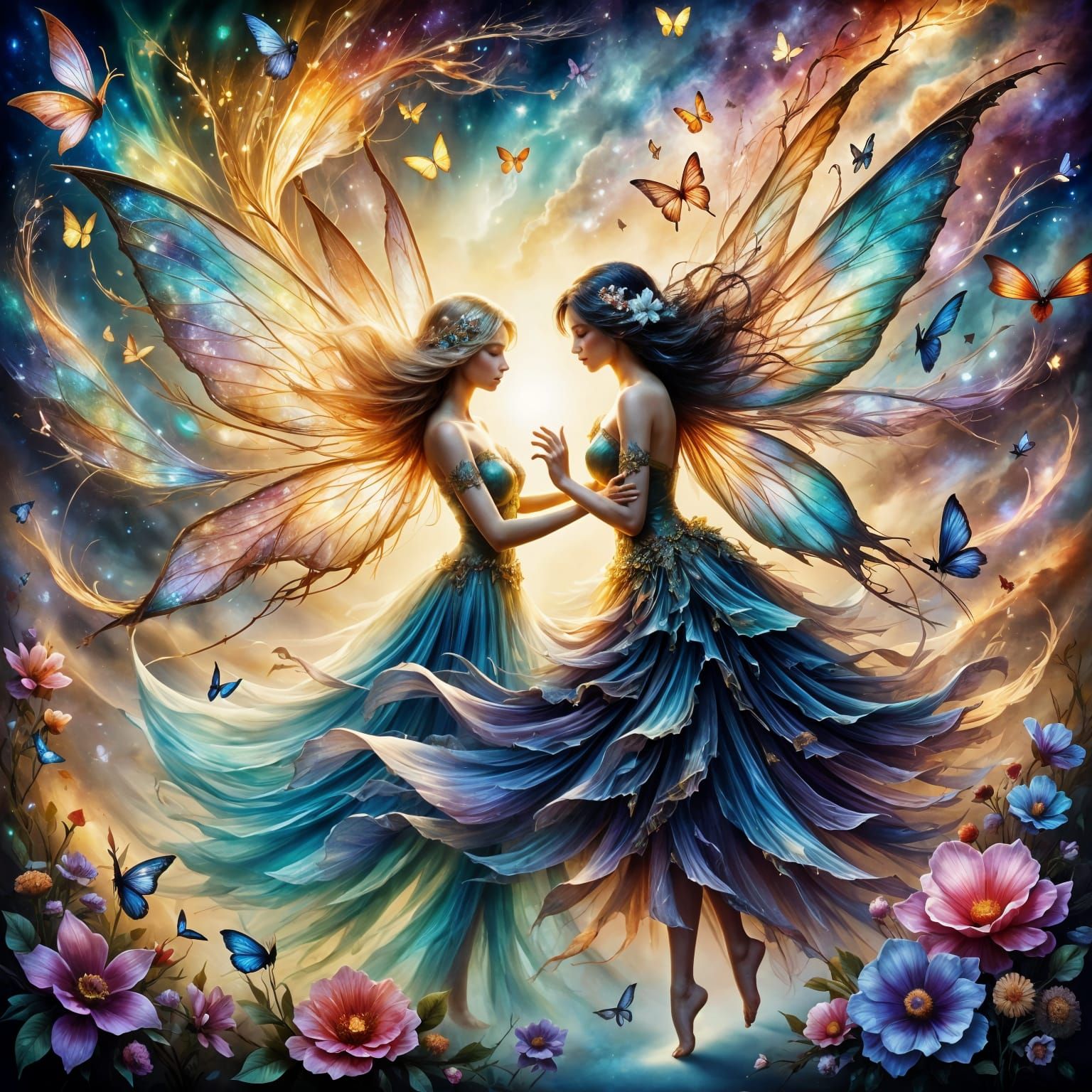 Whimsical Fairy Dance in Vibrant Candyland Colors