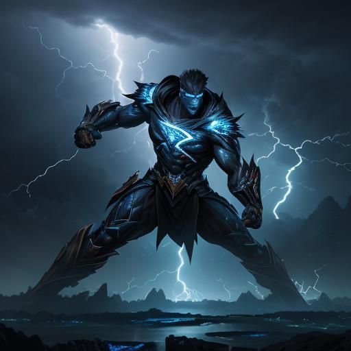 Volt Phantom in Stormy Cityscape: Fantasy Concept Art