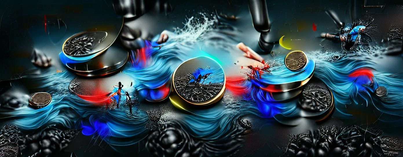 Dramatic Coin Flip Over Dark Water