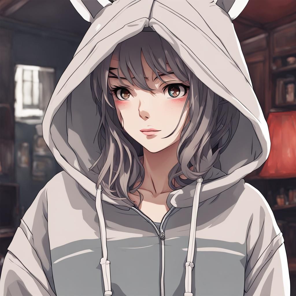 Anime Girl in Boltund Hoodie