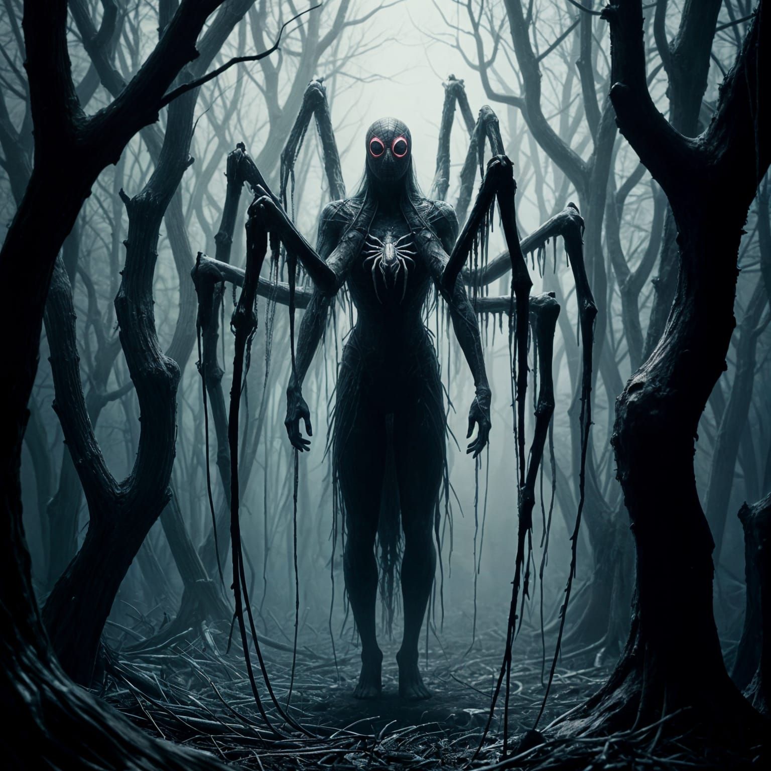 Surreal Spider Human Hybrid in Dark Fantasy Style