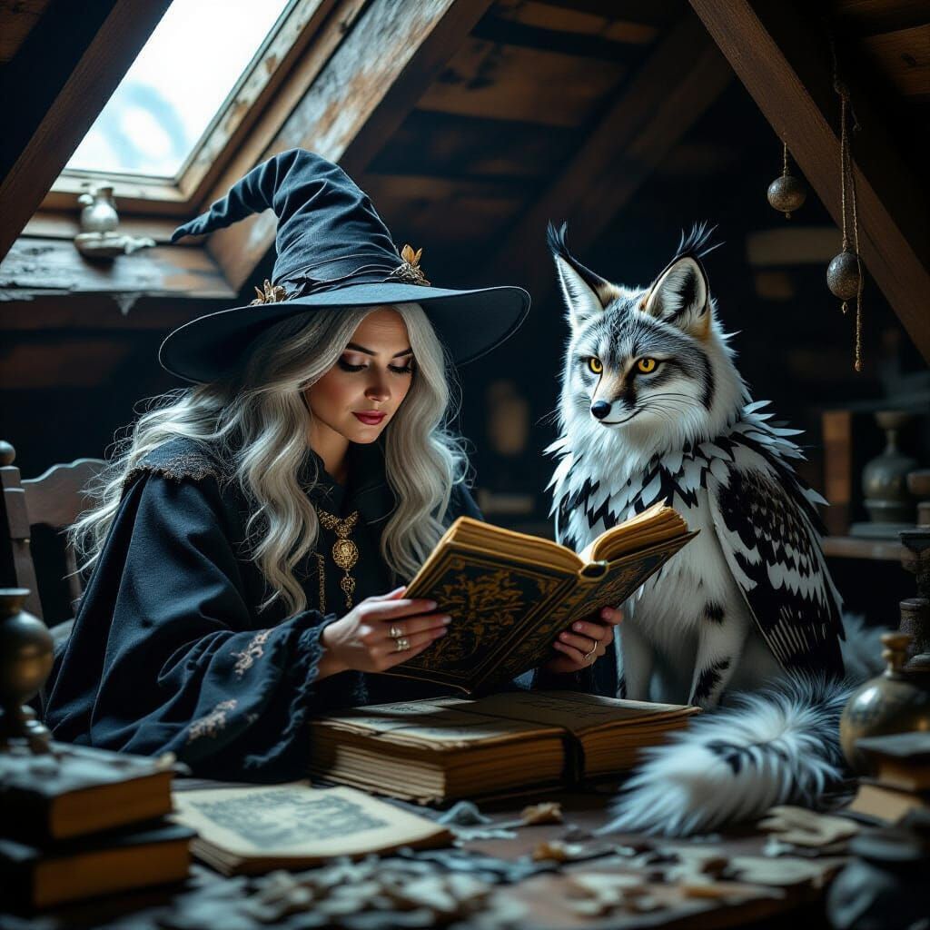 Spectral Fox Appears as Owl in Witch's Attic