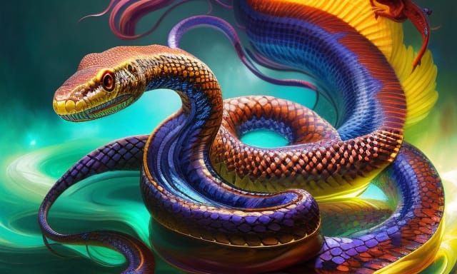 Surreal Snake Goddess in Ornate Tribal Style