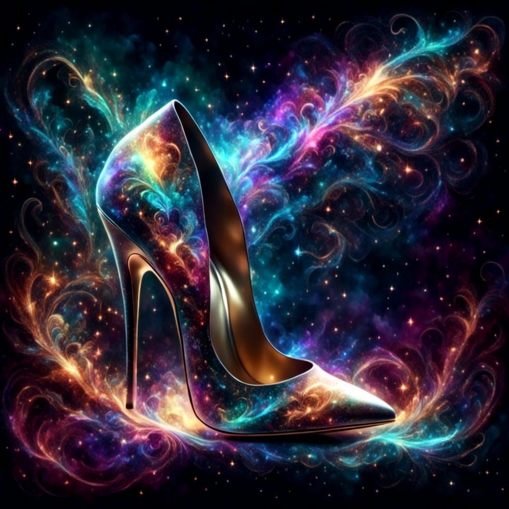 Rainbow Cosmic High Heels with Electrical Sparkles