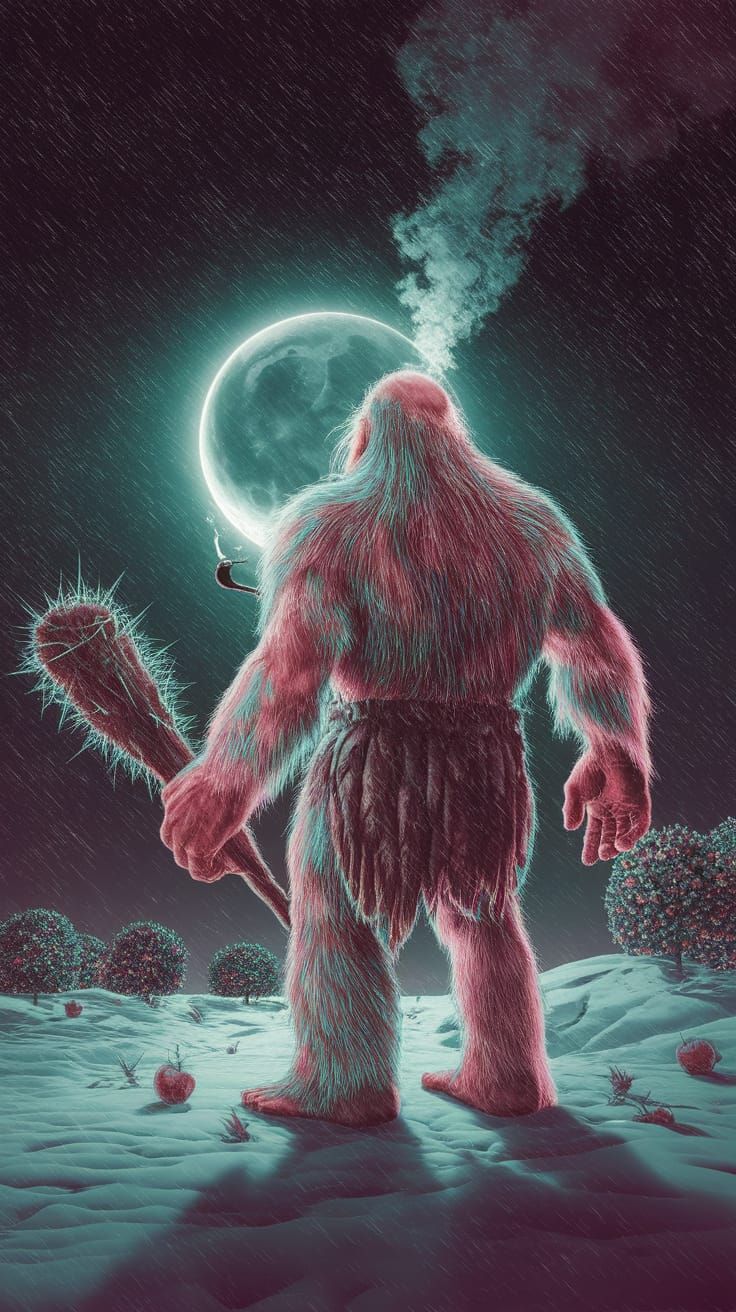 Gigantic Ice Age Man in Fluorescent Light