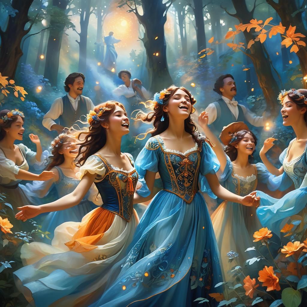 Ethereal Renaissance Celebration in Lush Forest