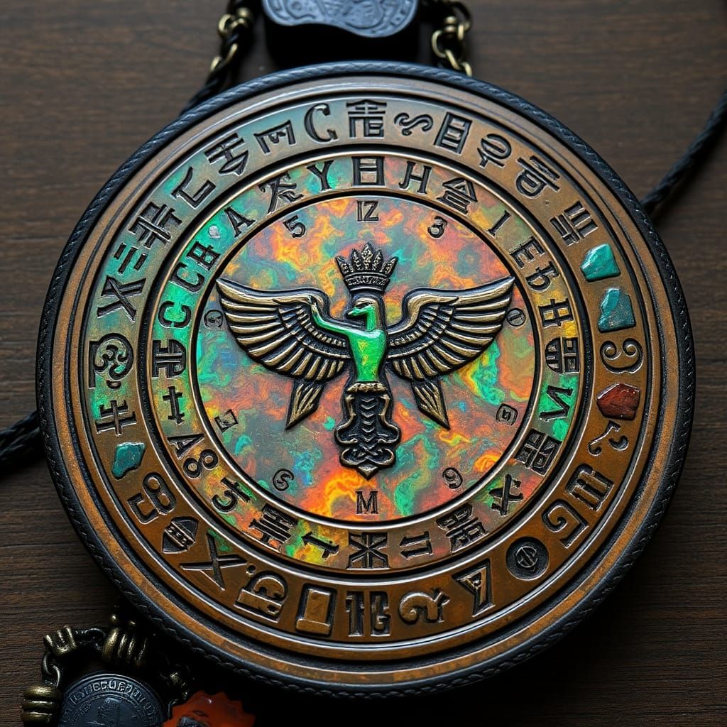 Deadly Ouija Board with Ammolite Hieroglyphics
