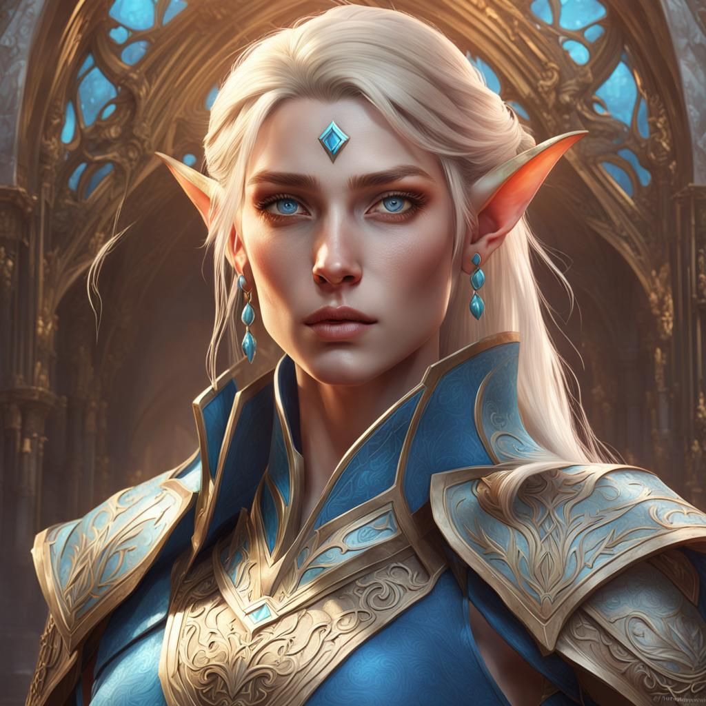 High Elf Portrait in Hyperdetailed Style