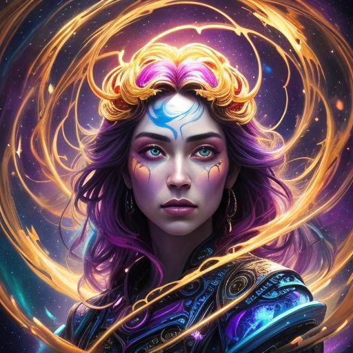 Cosmic Eyes Portrait in Hyperrealistic Style