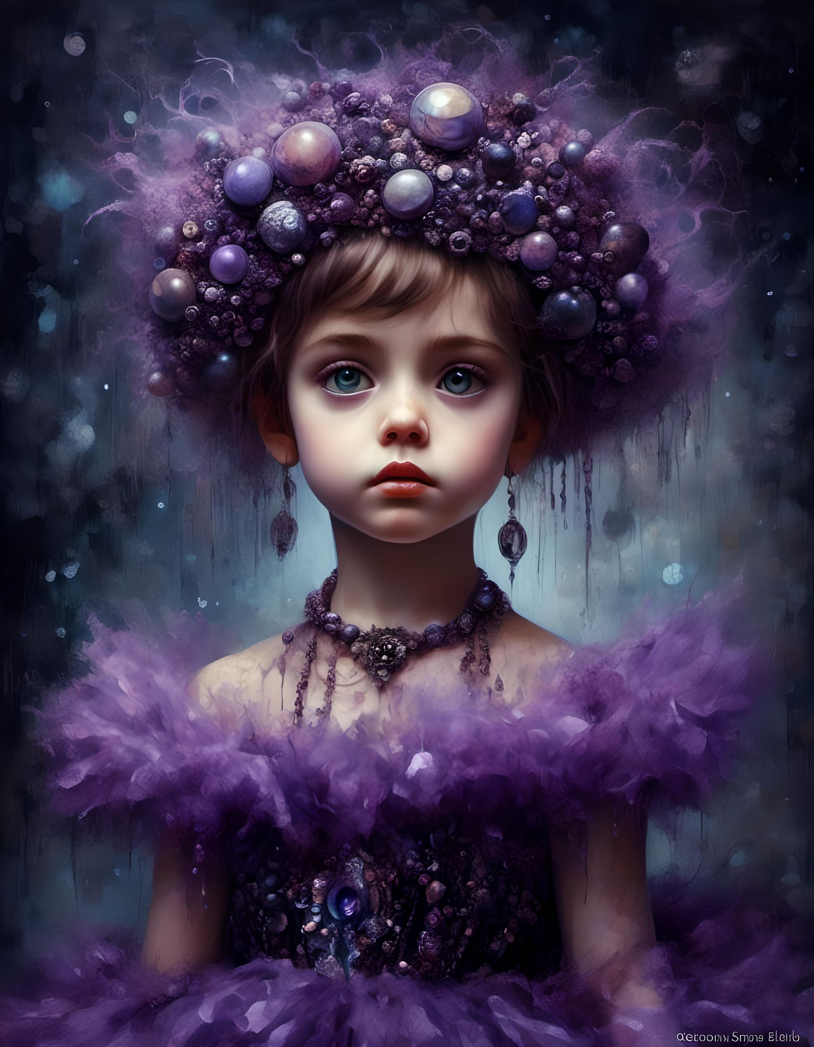 Bohemian girl with a pixie haircut and big bright mesmerizin...