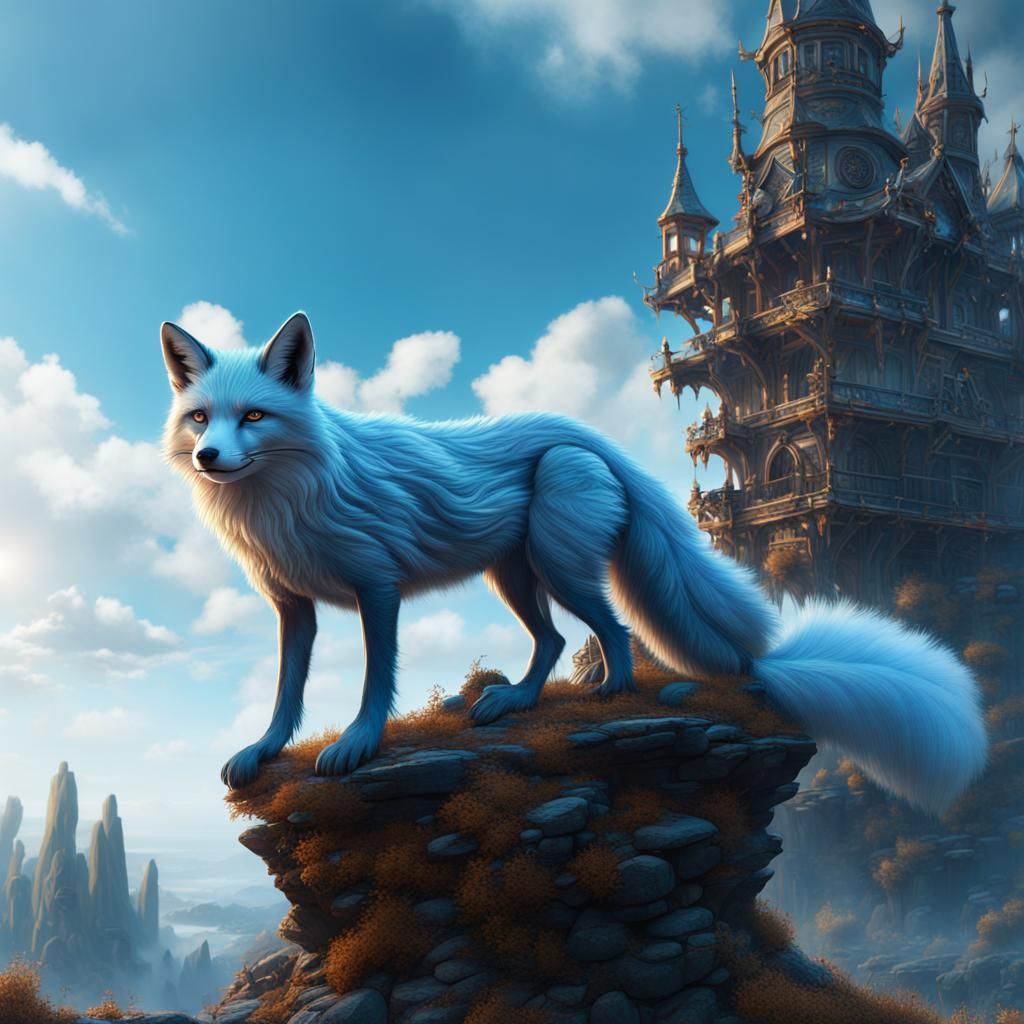 Sky Blue Fox Fantasy Concept Art