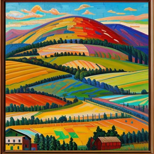 Mosaic Landscape in Expressionist Impasto Style