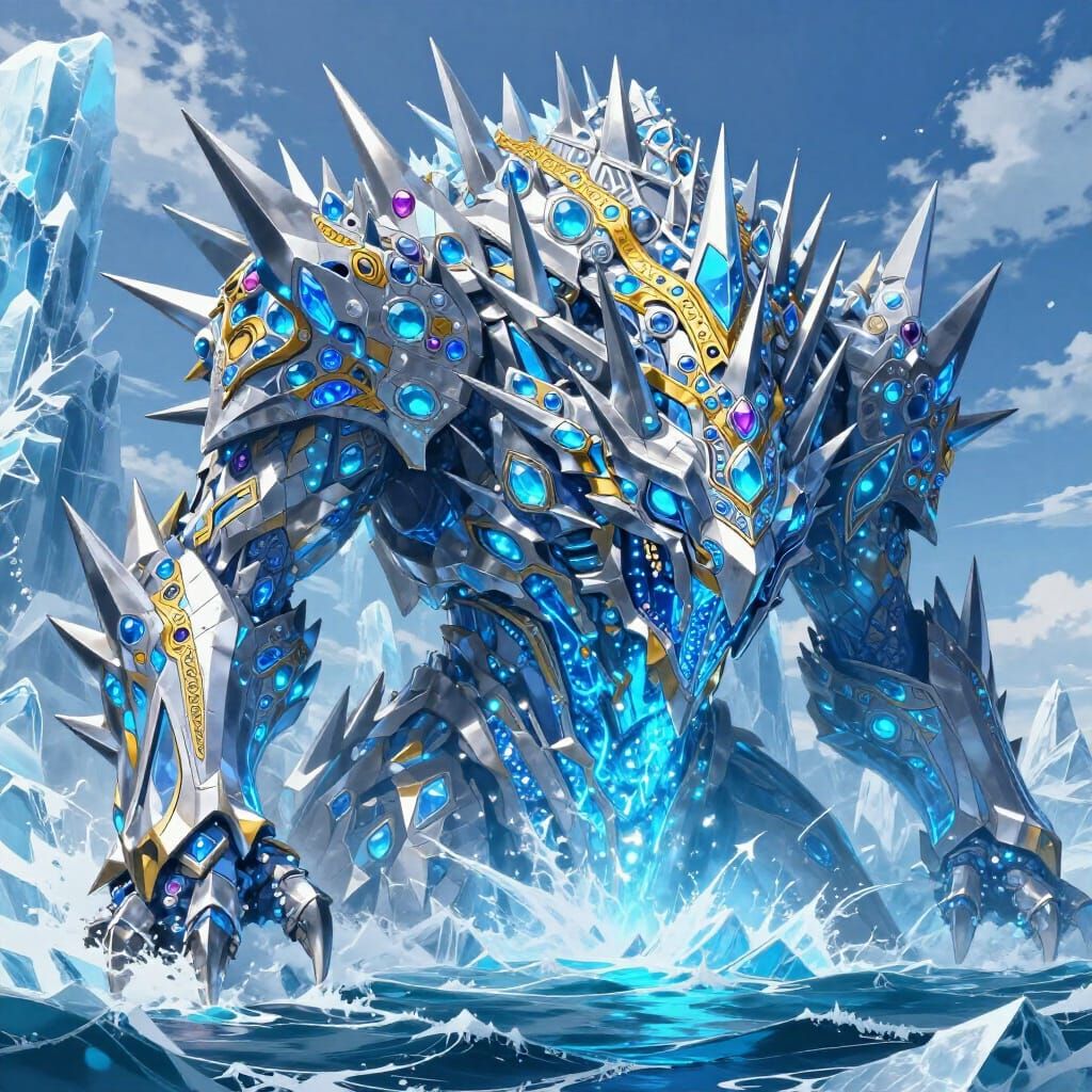 Colossal Monster Ice Wall in 3D Anime Style
