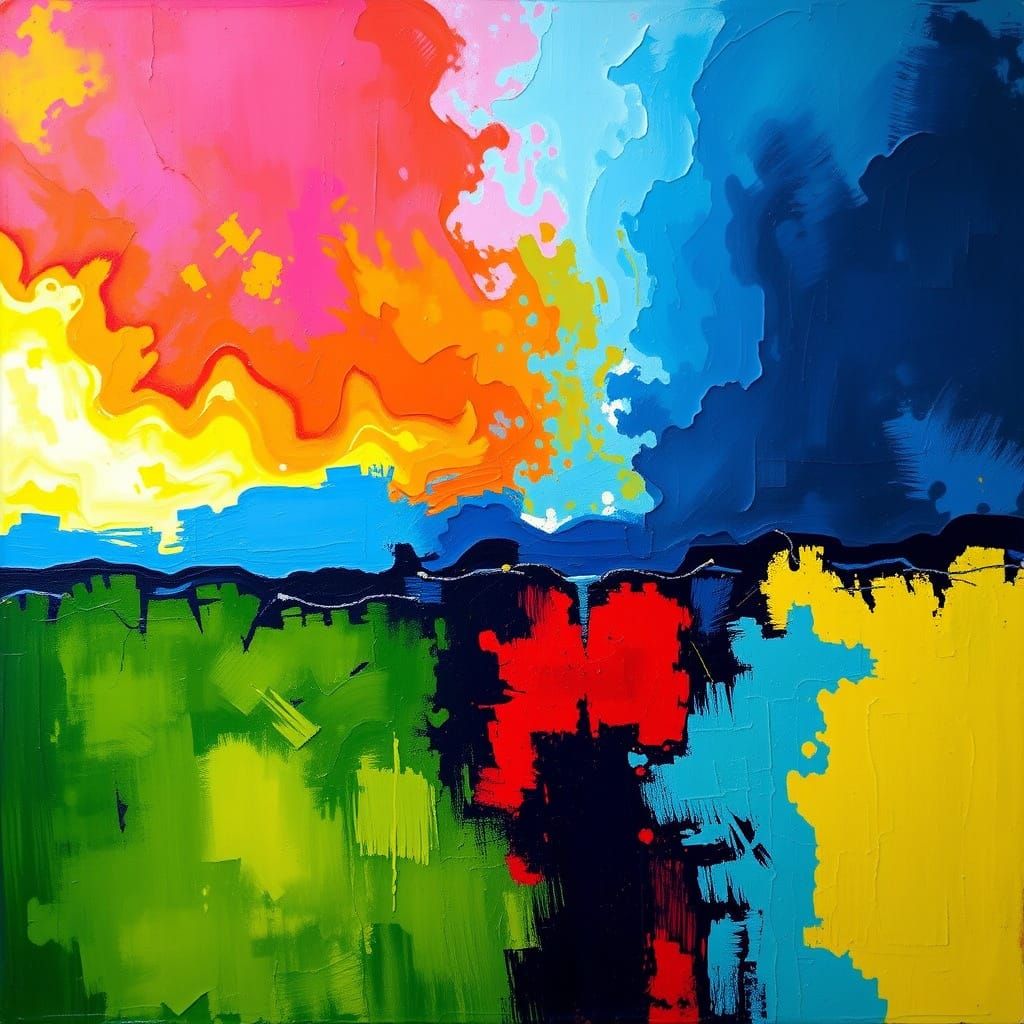 Abstract Landscape Painting in Expressionist Style