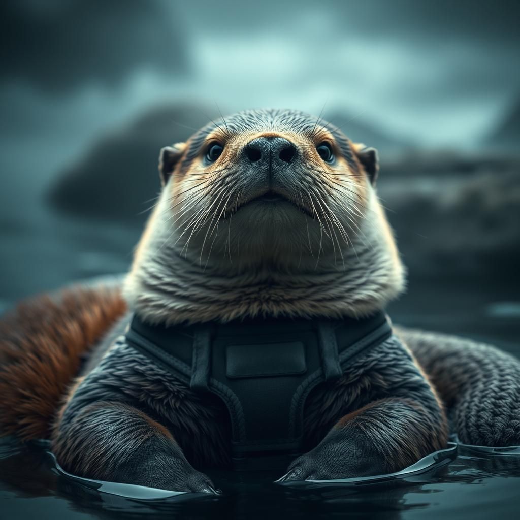 Majestic Otter in Harness: Cinematic HDR Portrait