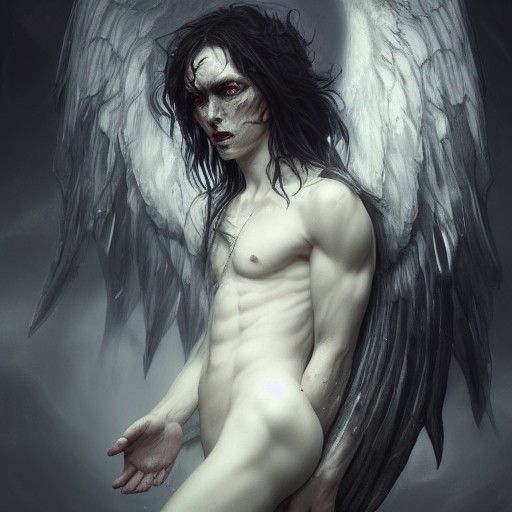 Demonic Fallen Angel Portrait in Dark Fantasy Style