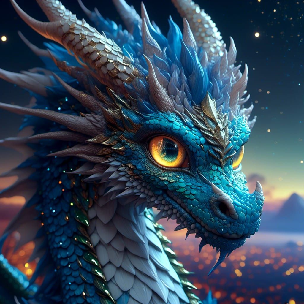 Adorable Mythical Dragon Portrait in Anime Style