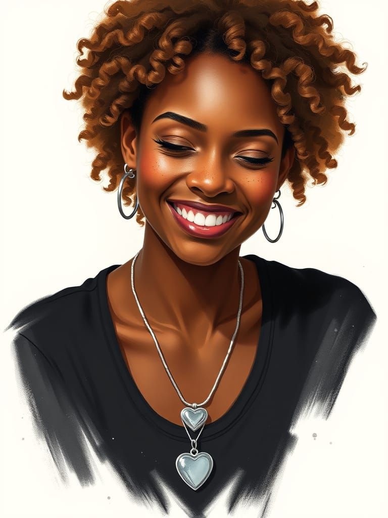 Portrait of Biracial Woman in Contemporary Art Style