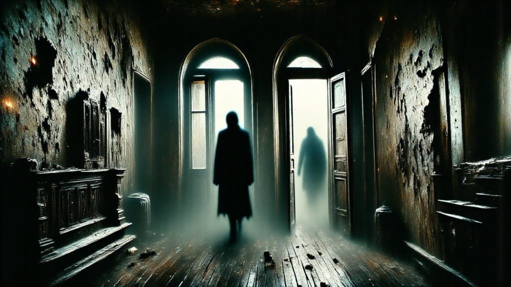 Surreal Room of Whispering Mouths and Shifting Shadows