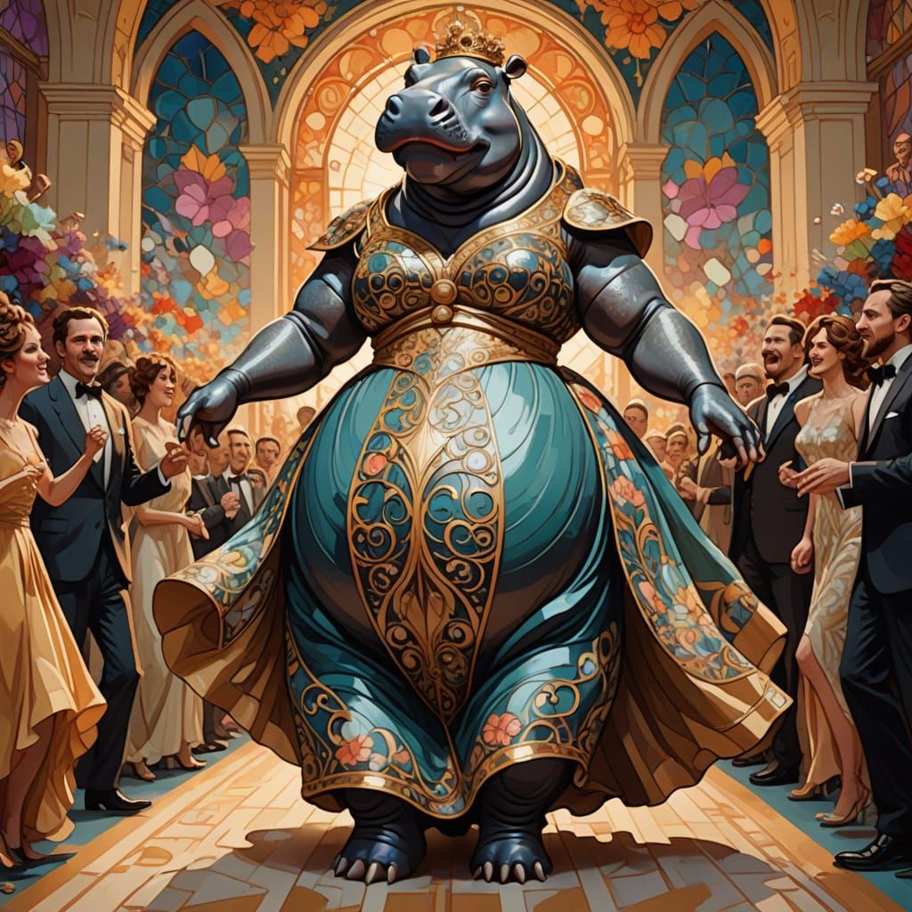 Hippo Struts Runway in Art Nouveau Style