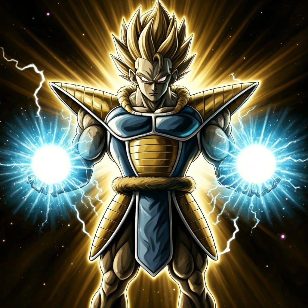 Epic Heroic Saiyan Warrior in Anime Style