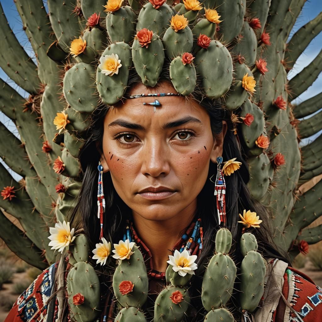 Cactus Queen: Cherokee Woman Portrait