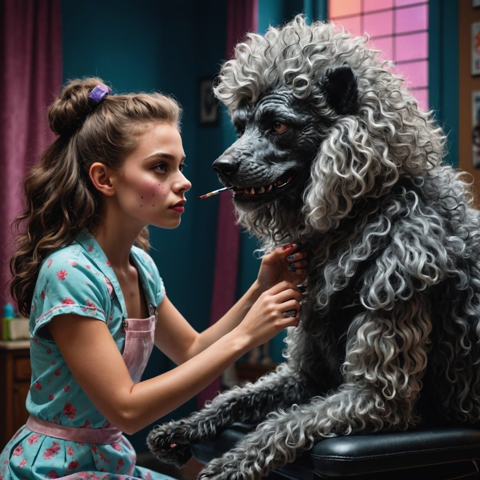 Werewolf Poodle Makeover: Hyperrealistic Concept Art