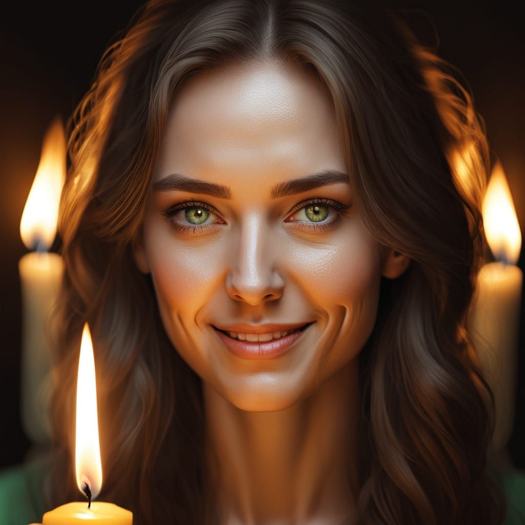 Serene Portrait in Warm Candlelight