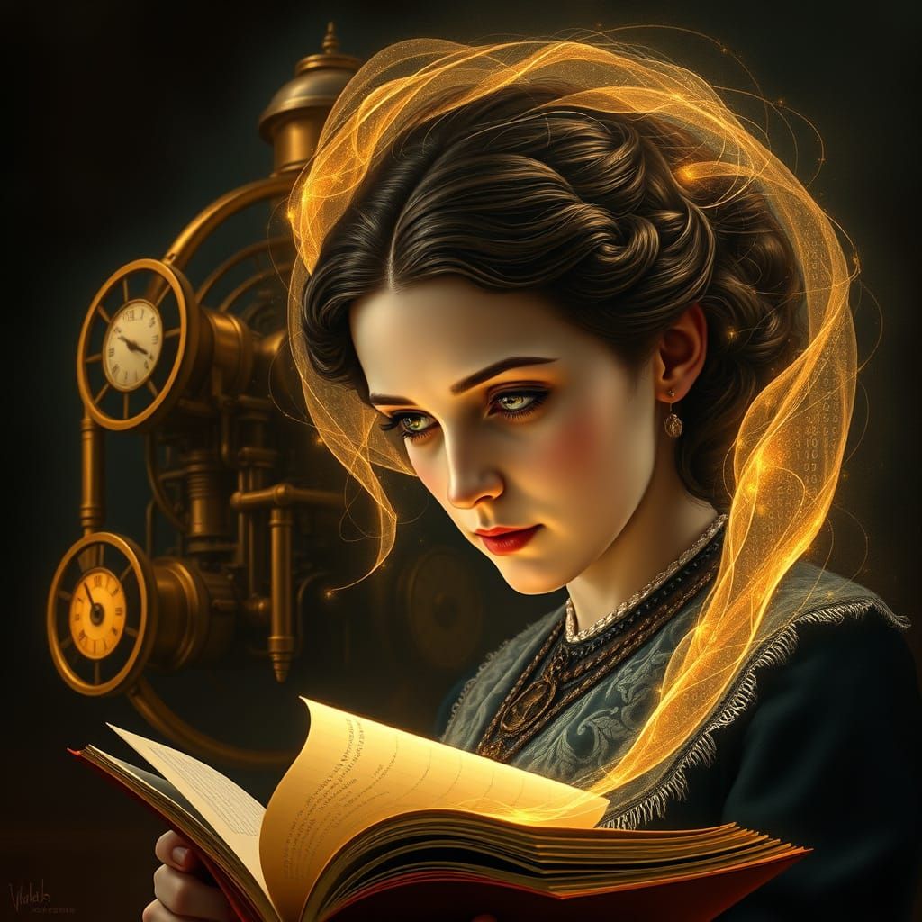 Ethereal Portrait of Ada Lovelace in Analytical Engine Study