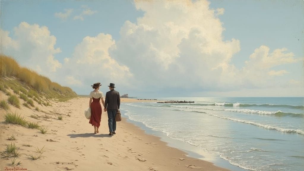 Seaside Stroll in the Style of Valdemar Irminger