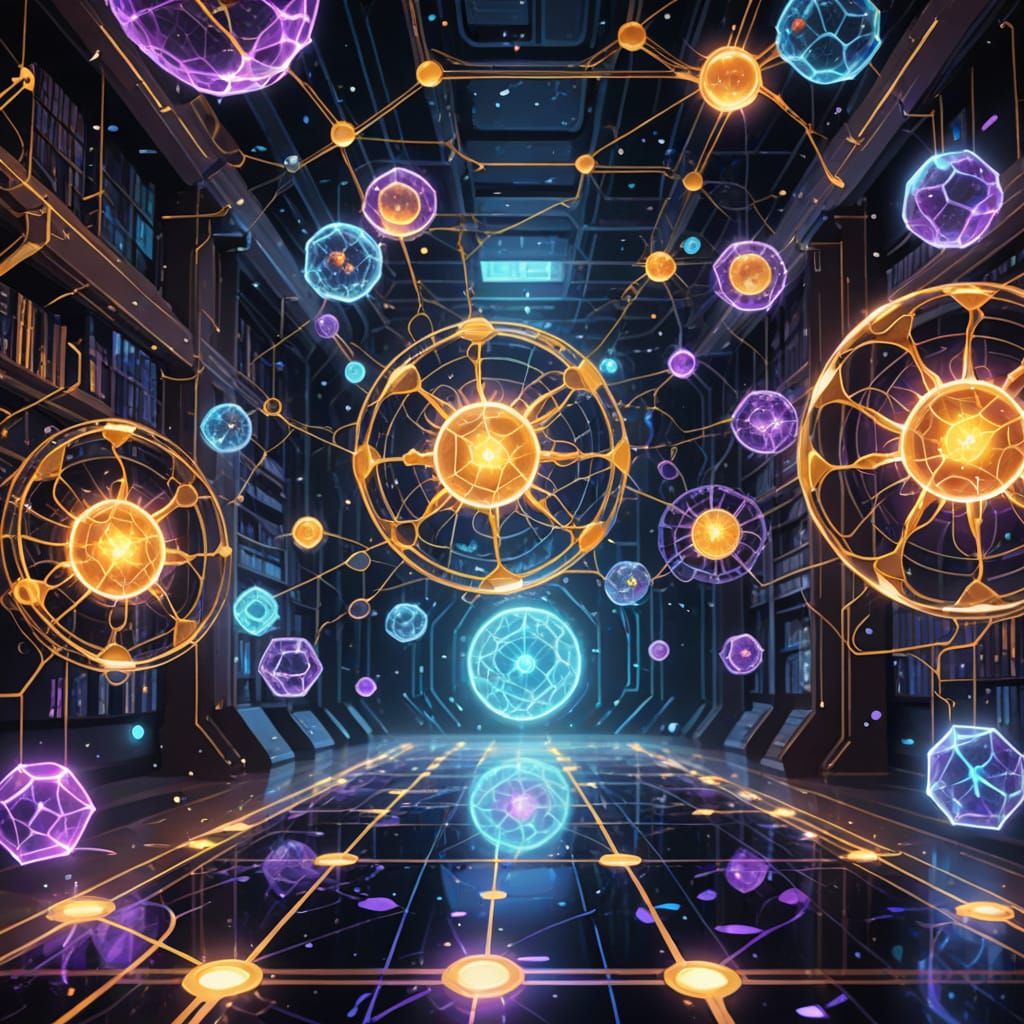 Glowing Cell Network Archive with Floating Data Holograms