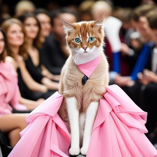 Cats Strutting on Dior Catwalk in Paris