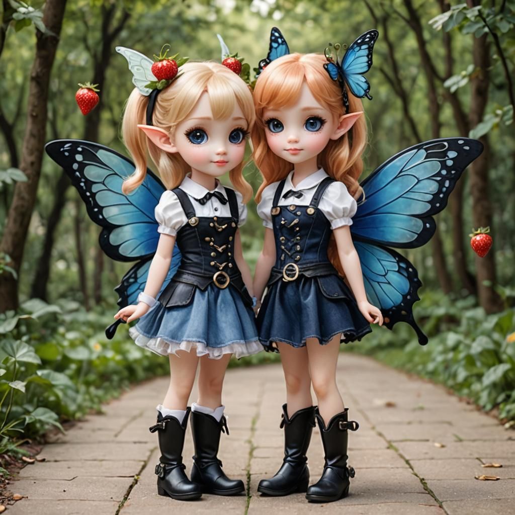 Yin Yang Fairies in Blue Corsets and Jeans