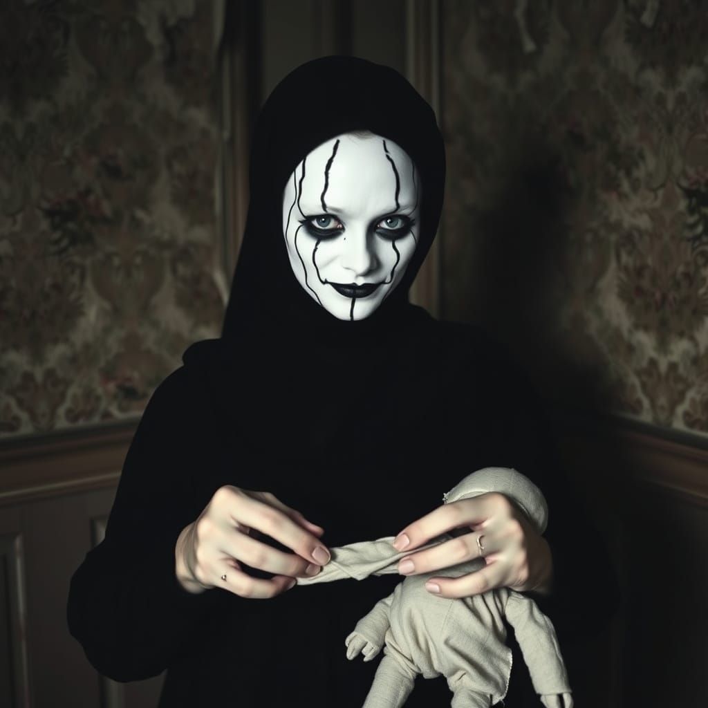 Creepy Doll Maker in a Dark Room