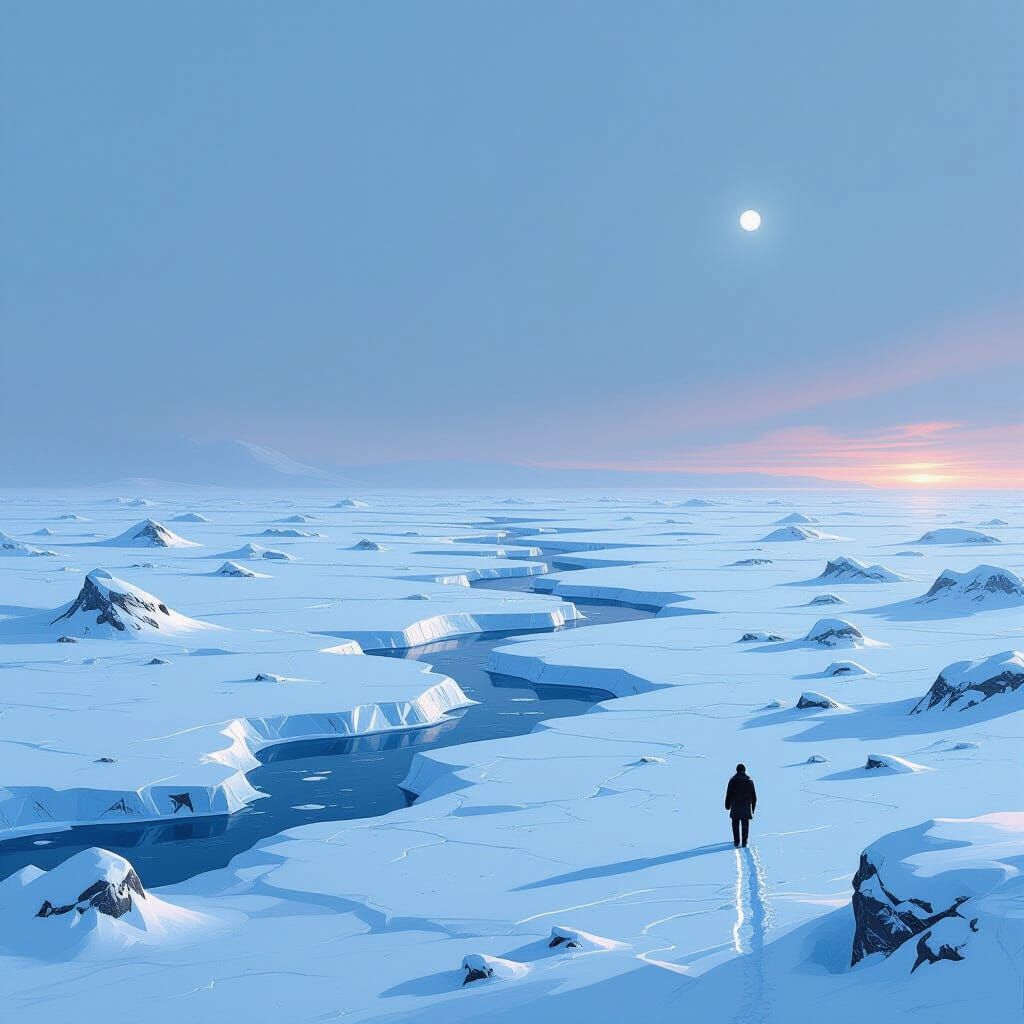 Vast Frozen Tundra Landscape in Hyperrealistic Style