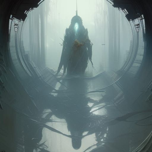 Epic Flood Scene in Dark Fantasy Style