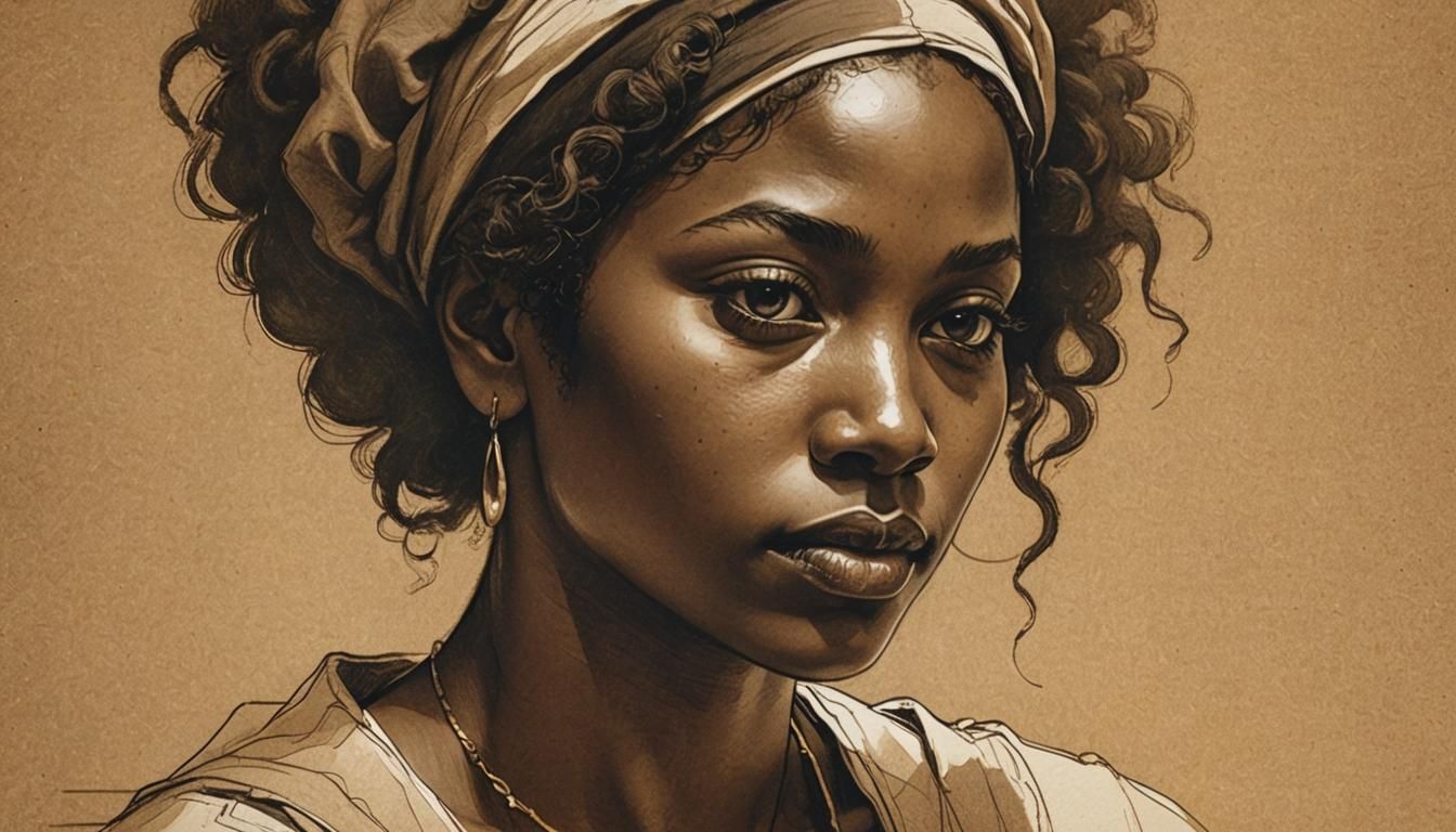 Renaissance Sketch: Black Woman in Contemplation
