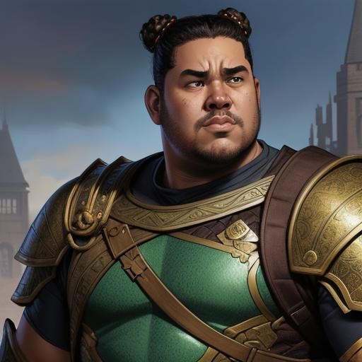 Fantasy Paladin with Sienna Skin in Comic Book Art