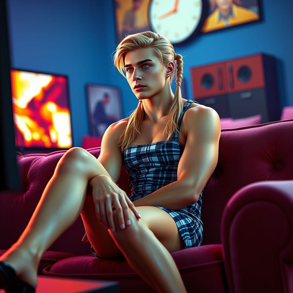 Confident Youth in Hyper-Realistic Style Minidress