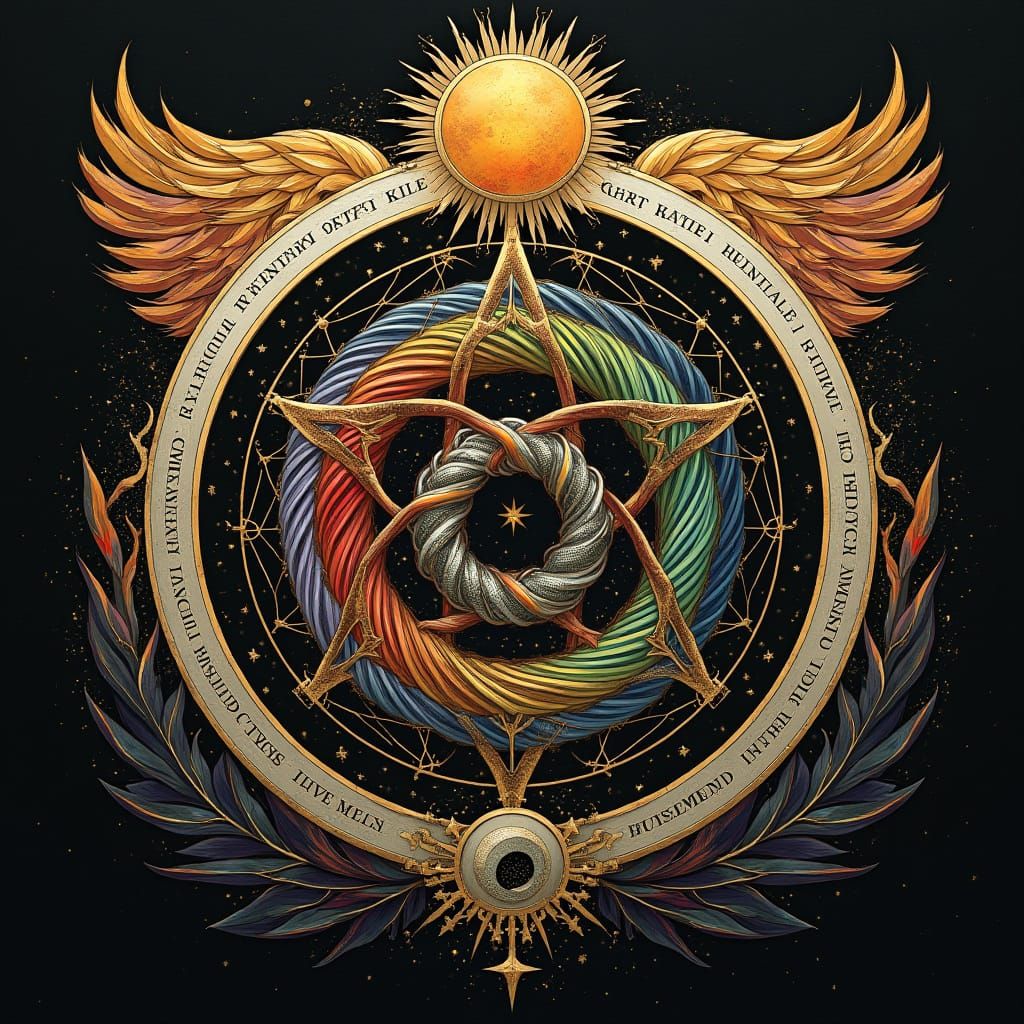 Intricate Spiral Design in Gold, Silver, and Iridescent Colo...