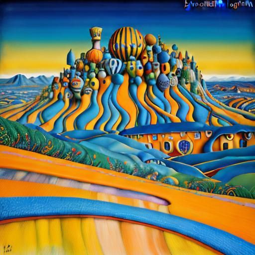 Dreamlike Travel Scene in Oil Painting Style