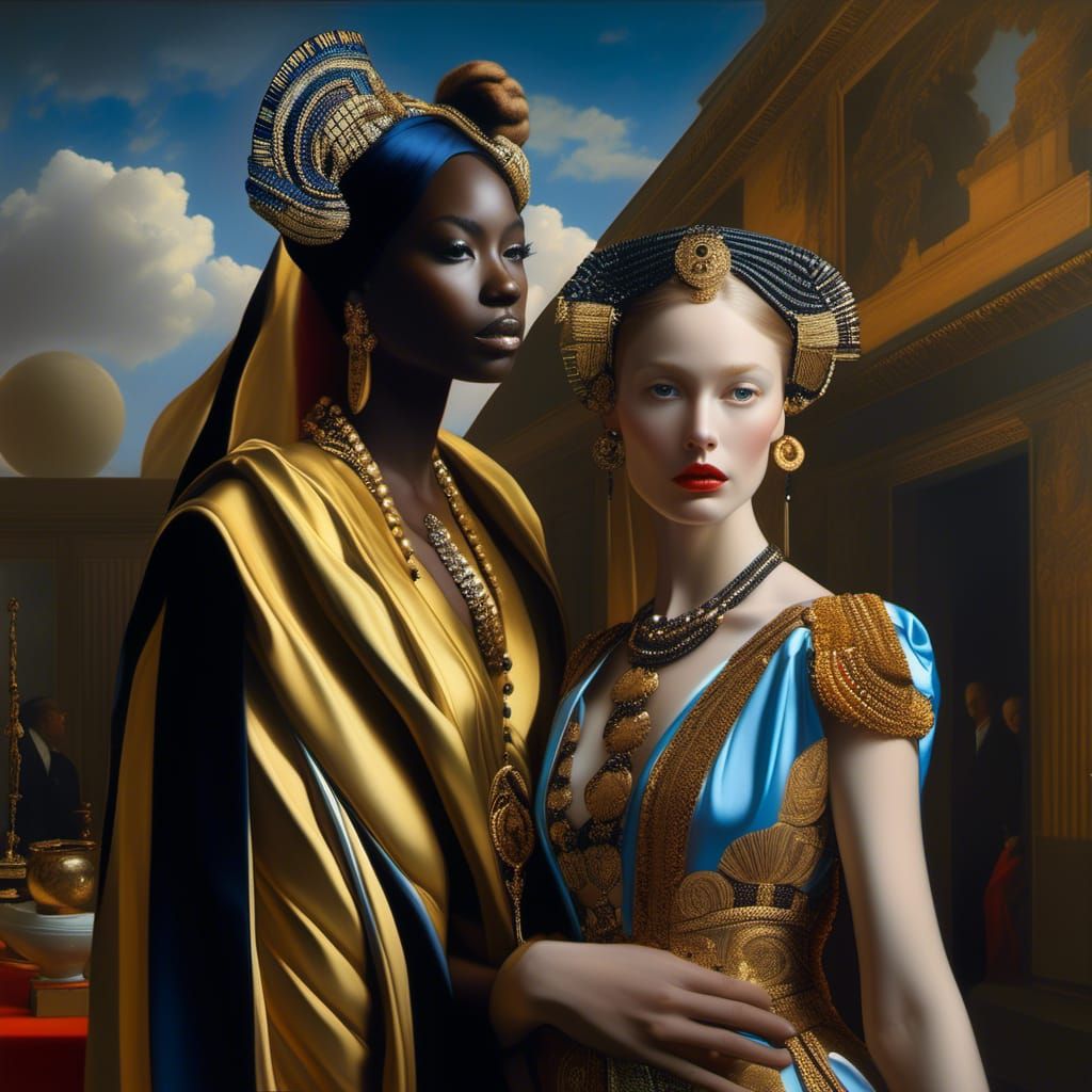 Abstracted Portrait in Bizarre Magical Realism Style