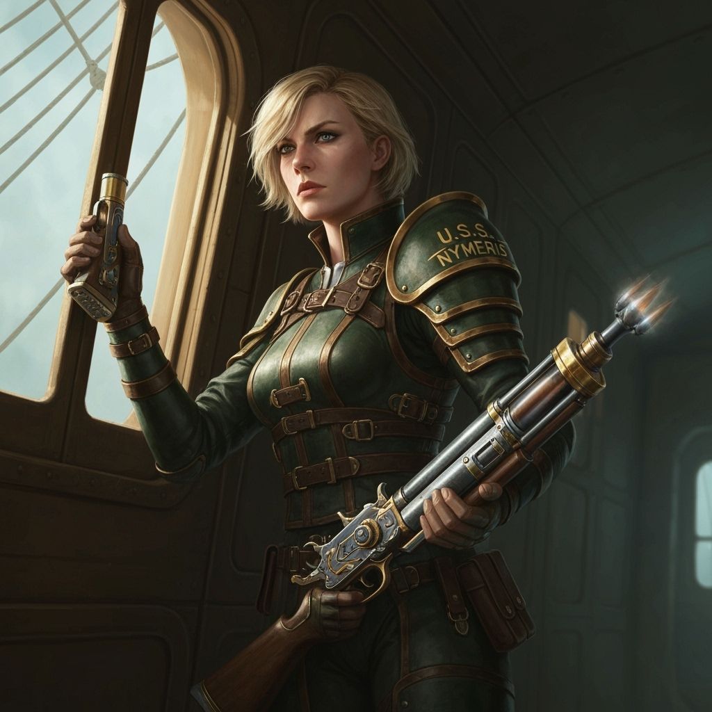 Steampunk Airship Woman with Musket