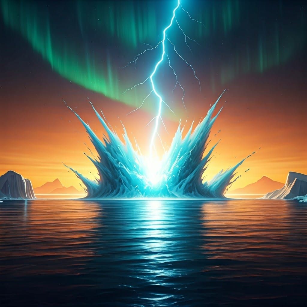 Arctic Ocean Lightning Strike: Fantasy Concept Art