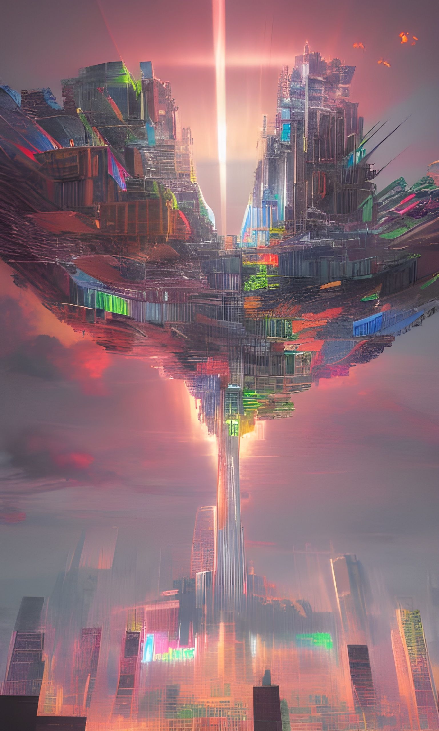 Futuristic Dystopian Tower in Sci-Fi Metropolis