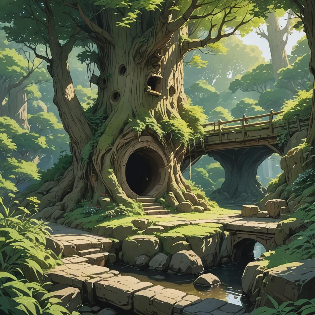 Redwall Style Willow Tree Hollow: Ghibli Anime