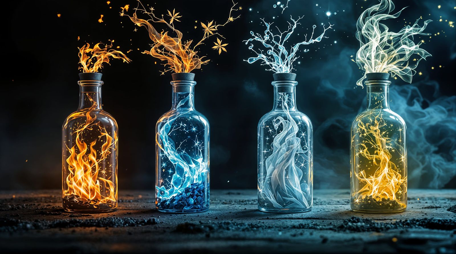 Cinematic Elements in Glass: Fire, Ice, Wind, and Earth