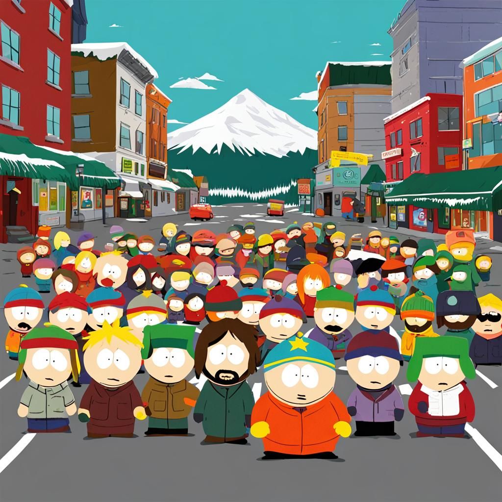 South Park Characters in Simple Cartoon Style