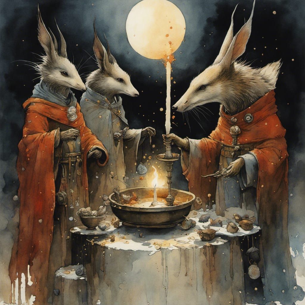 Intricate Summoning Ritual in Watercolor Style