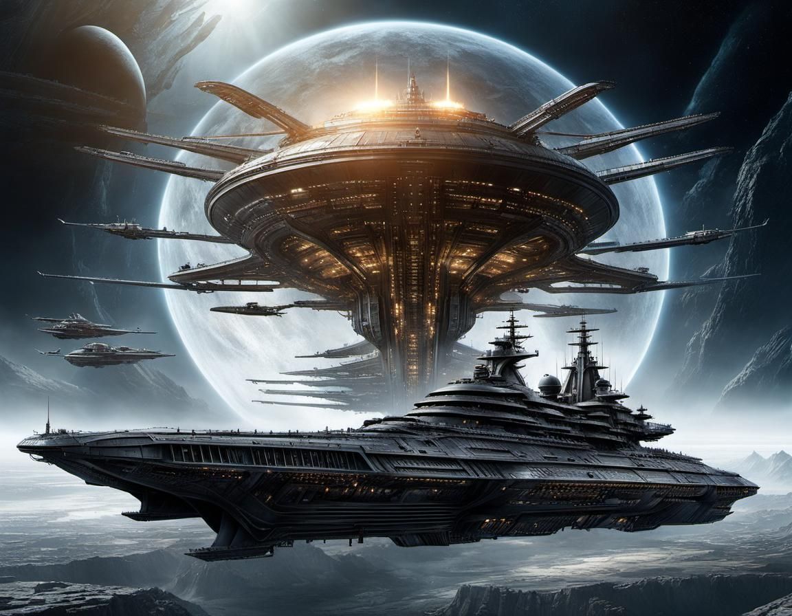 A long space warship